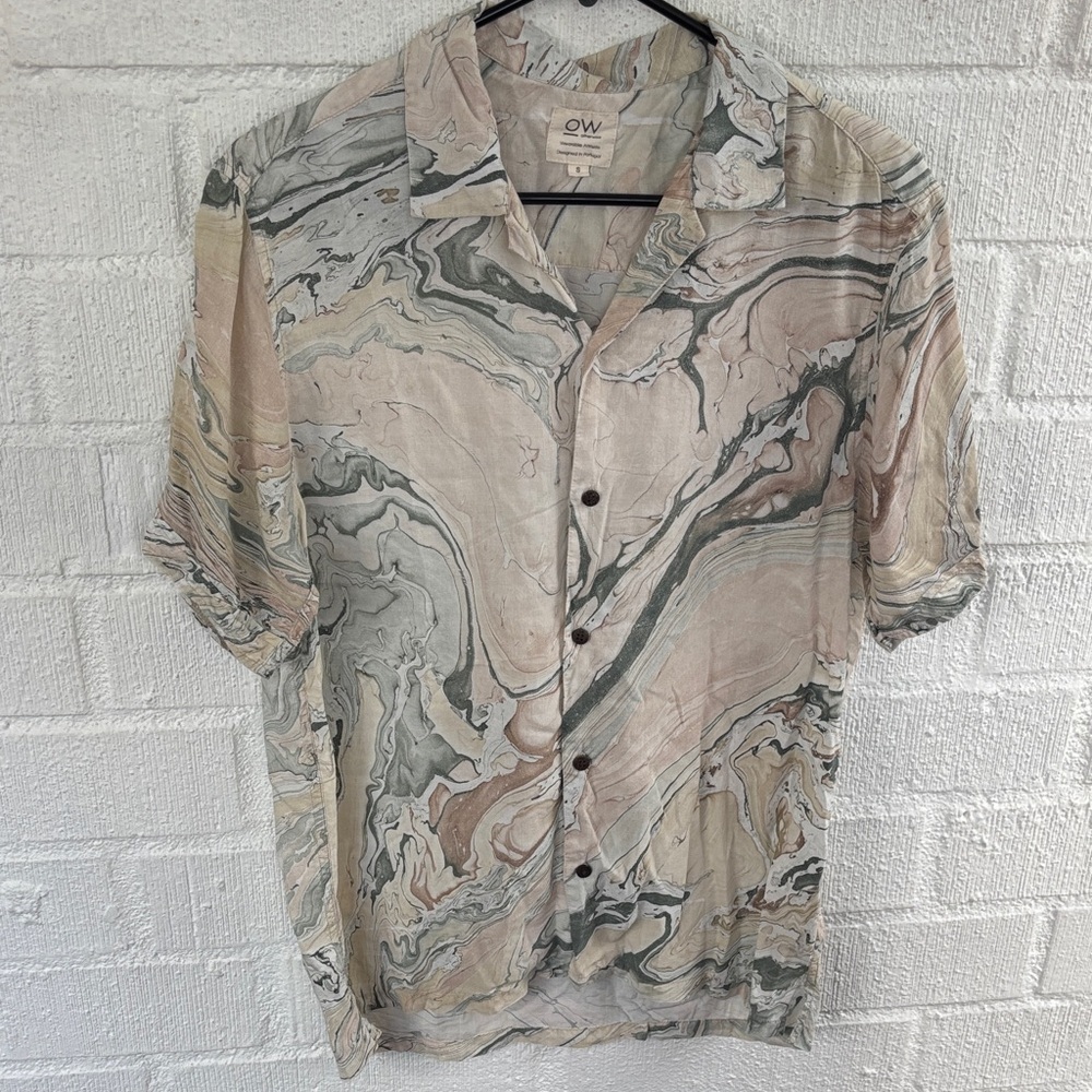 OW Otherwise Marble Limited Edition Pattern Button Down Shirt sz S
